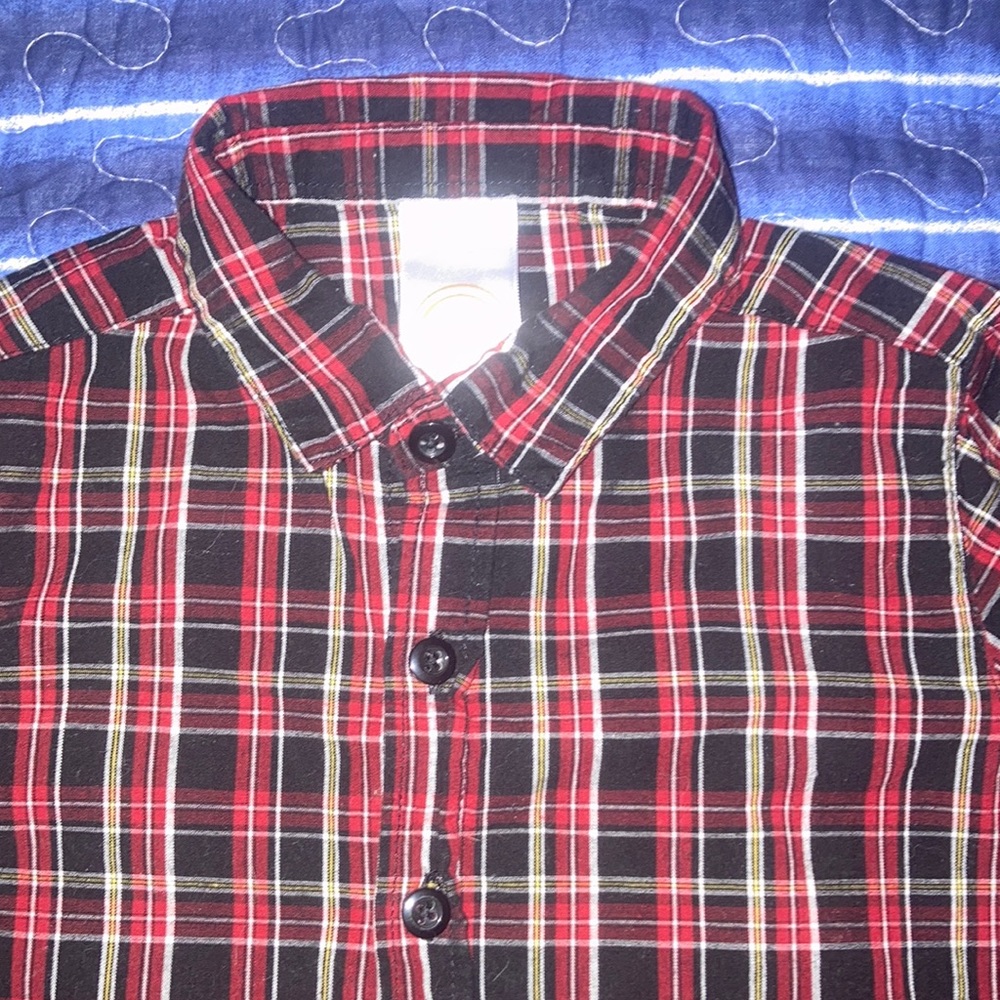 Wonder nation ,flannel kids shirt ,red ,burgundy ,white Size 3 toddler
